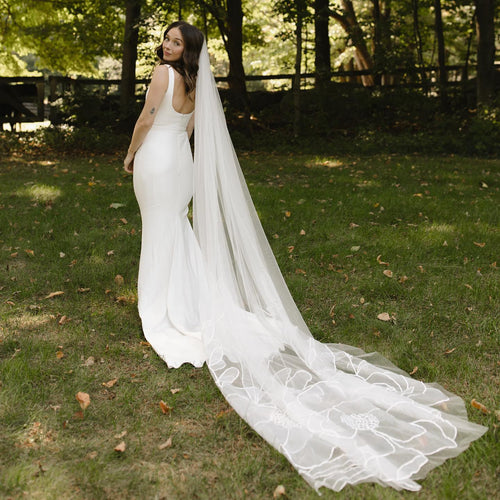 An Bride Wearing a Lily veil