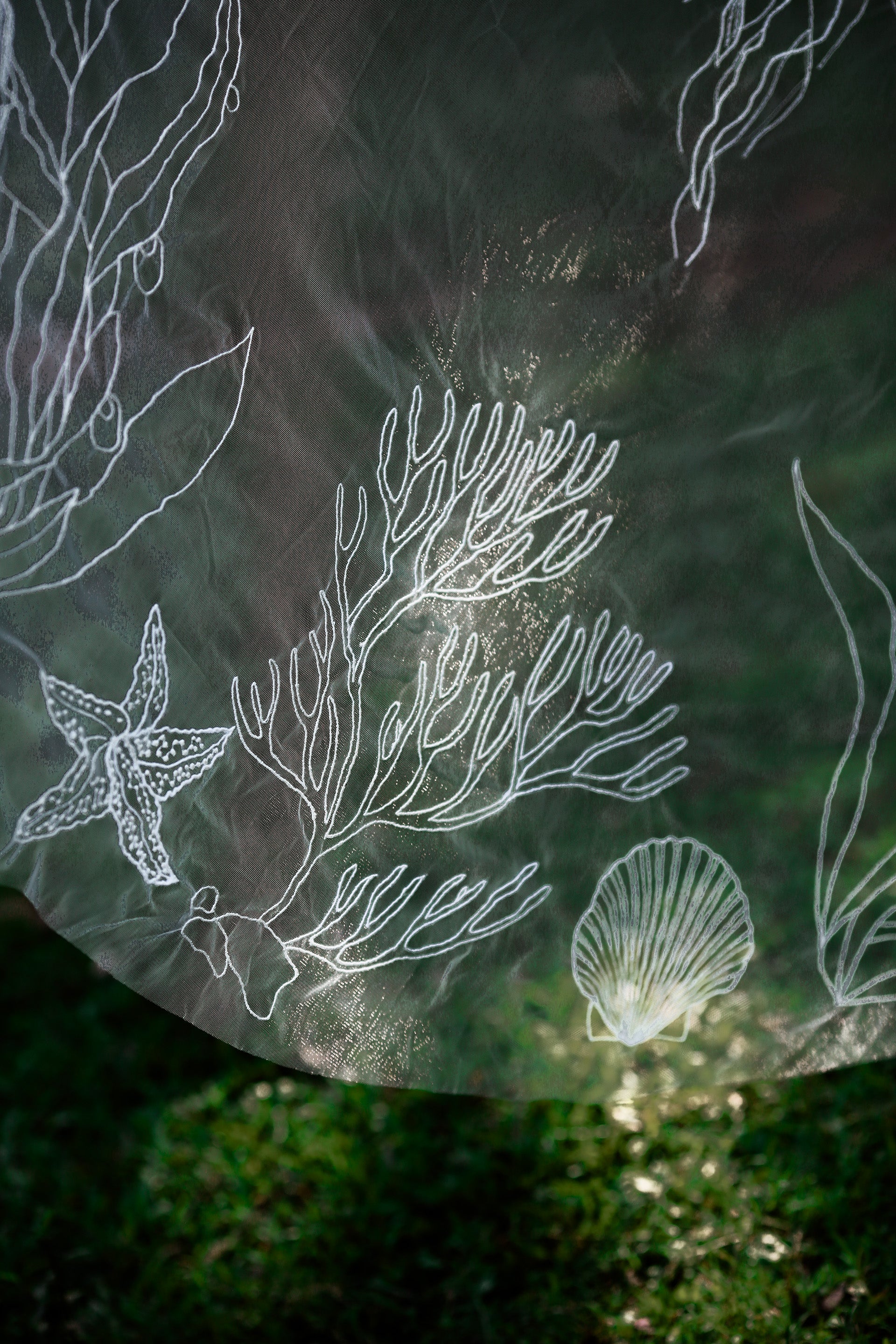 NESSA | Cathedral embroidery sea veil