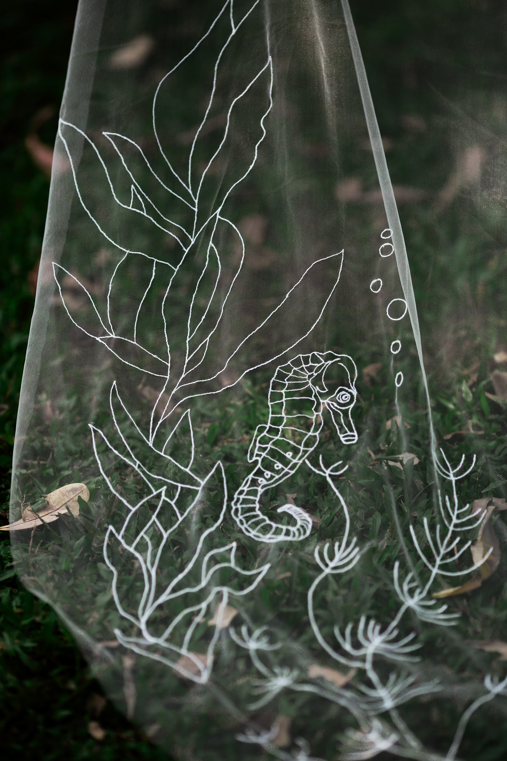 NESSA | Cathedral embroidery sea veil