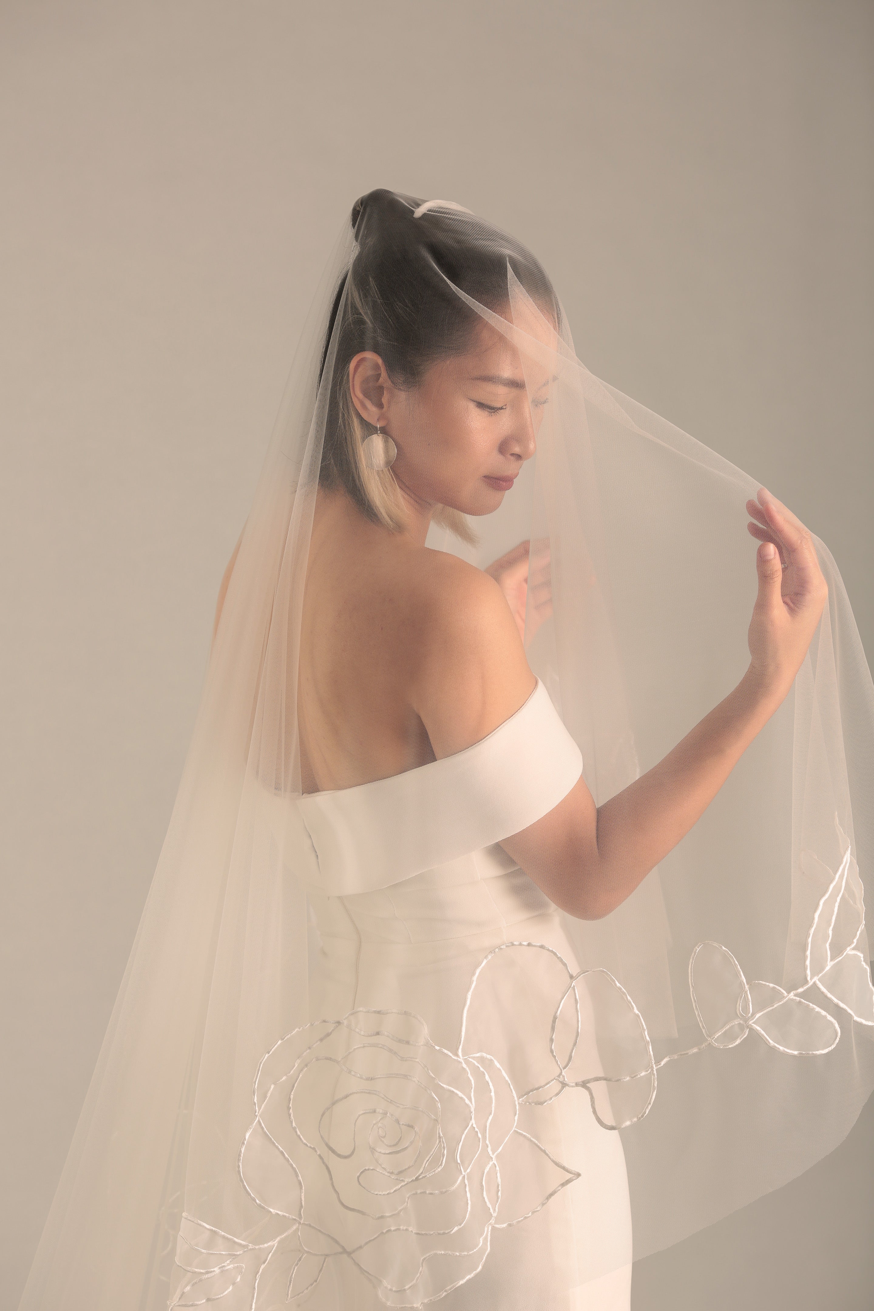 ROSIE Drop chapel organza floral veil-tara bridal