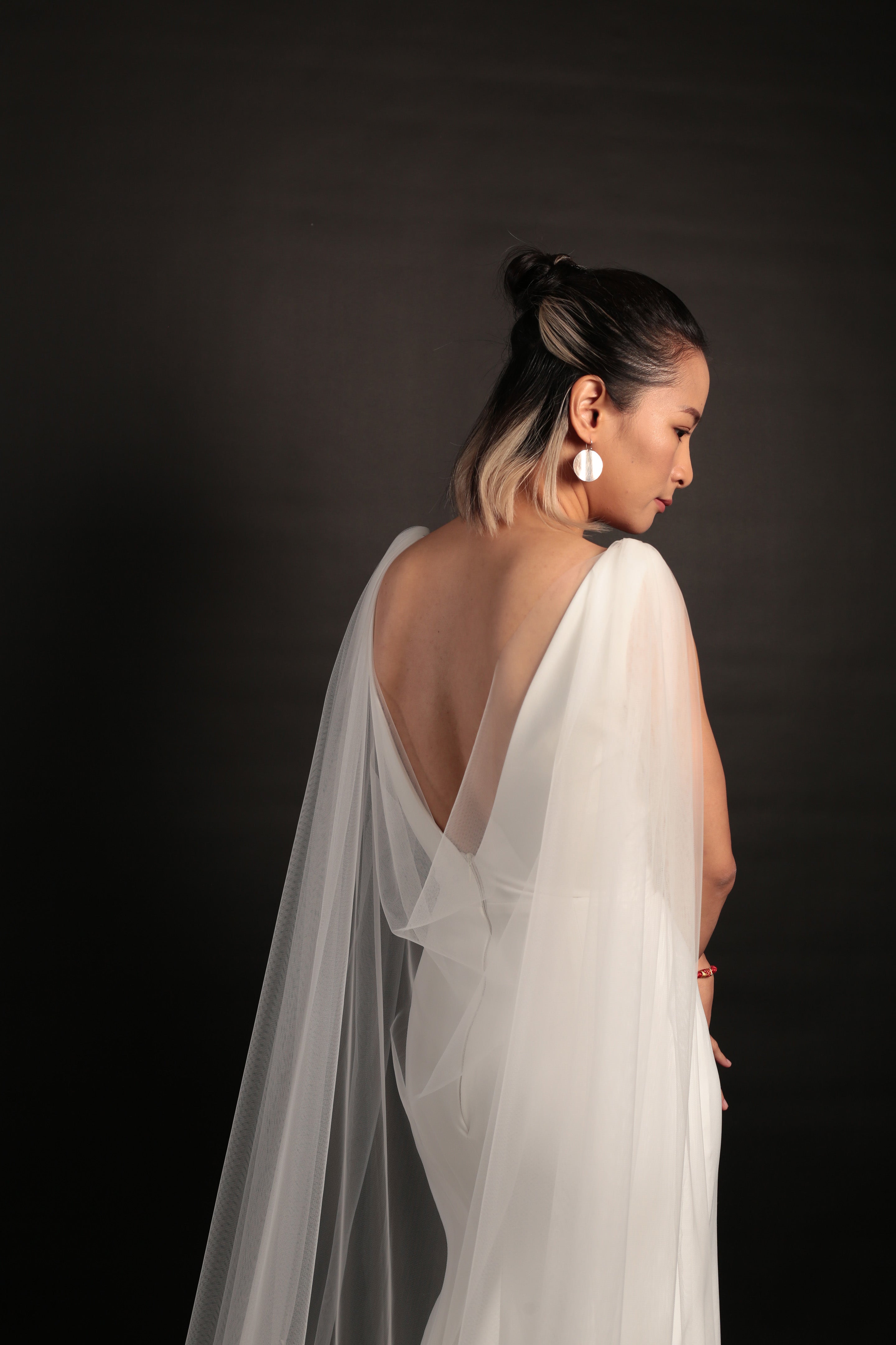 Kaitie Organza Floral Cathedral Bridal Cape | Tara Bridal
