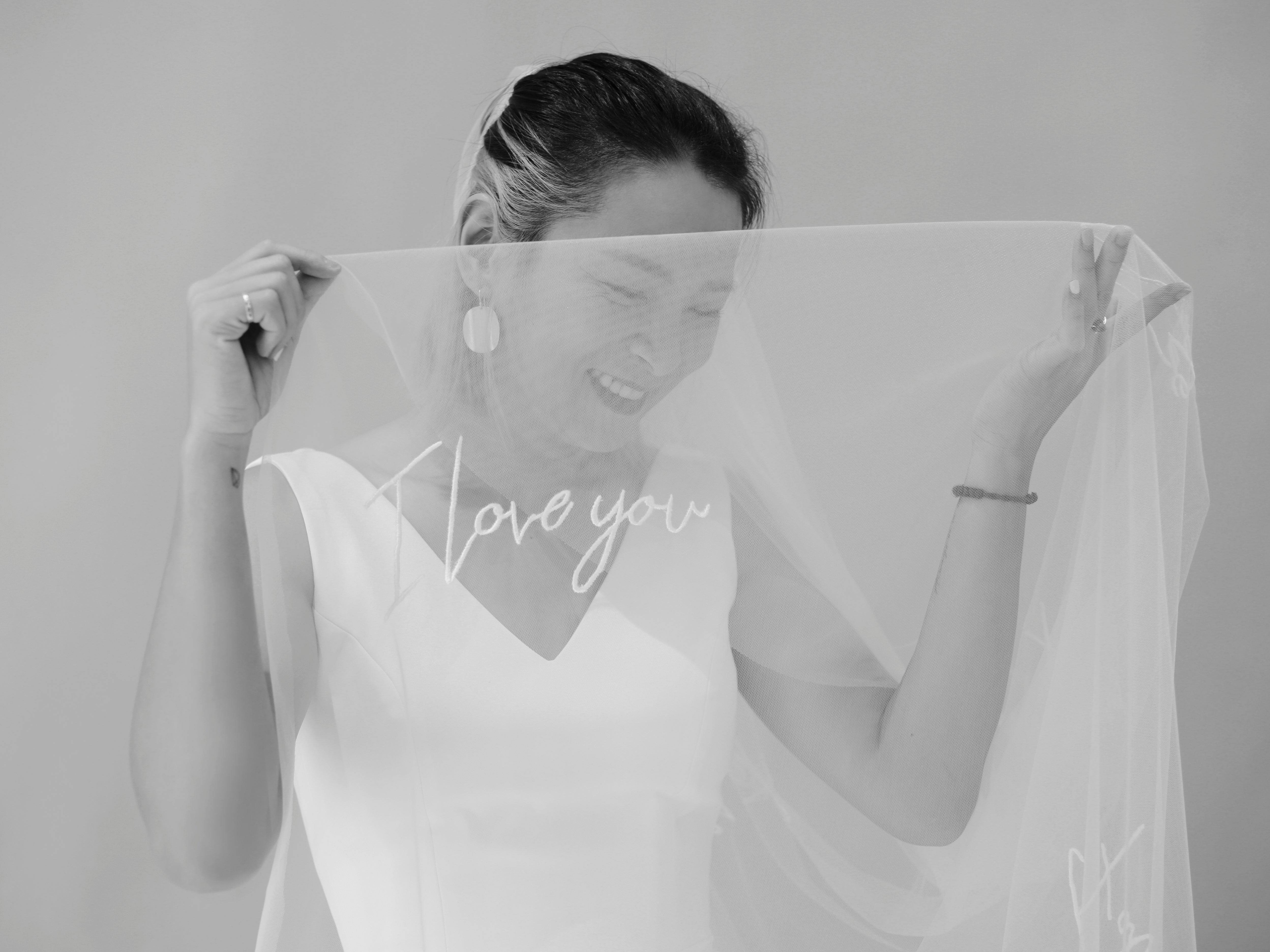 black and white picture of ARIS | Embroidered veil
