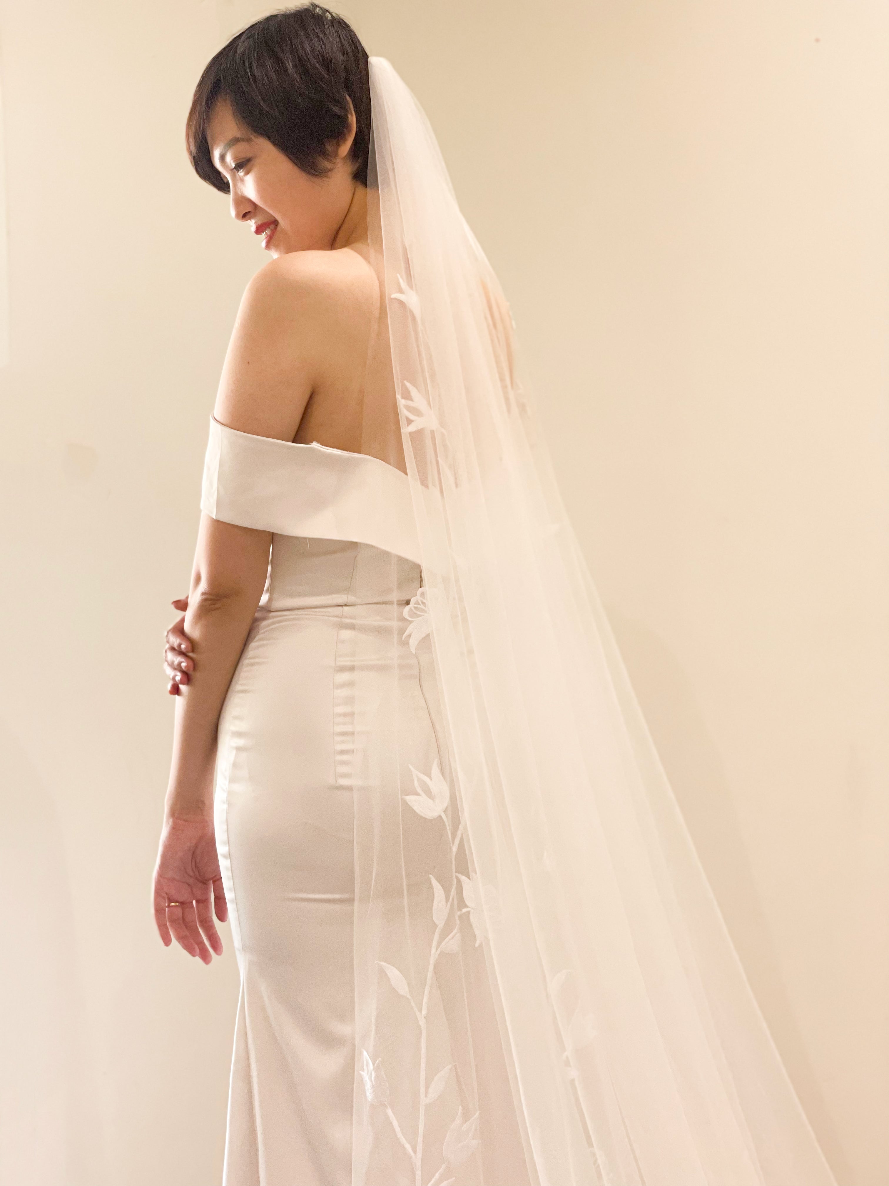 ZANA | Romantic Cathedral embroidery floral veil/ Custom veil/ Cathedral wedding veil/ Wedding veil/ floral veil/ TA.V078