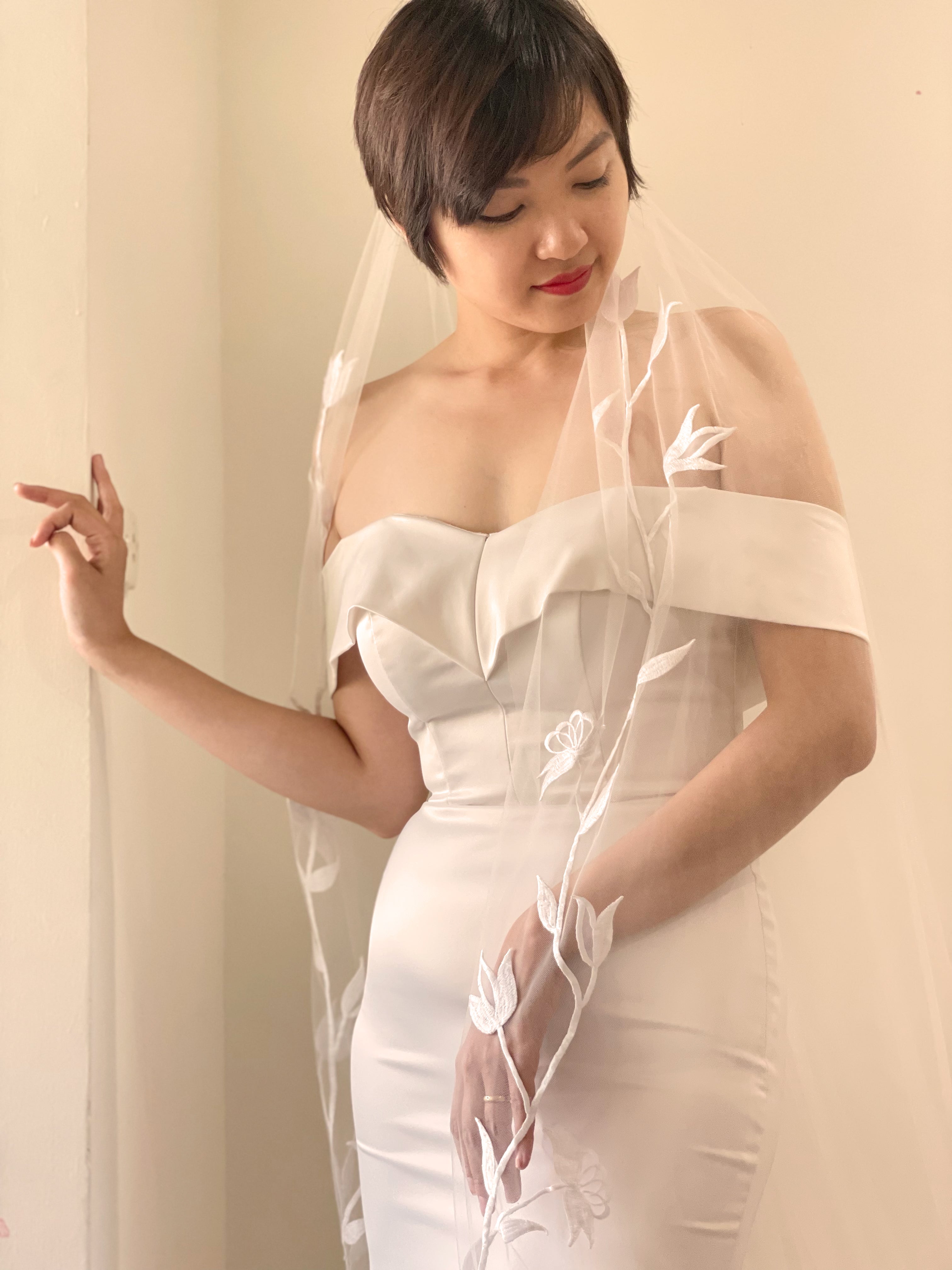 ZANA | Romantic Cathedral embroidery floral veil/ Custom veil/ Cathedral wedding veil/ Wedding veil/ floral veil/ TA.V078