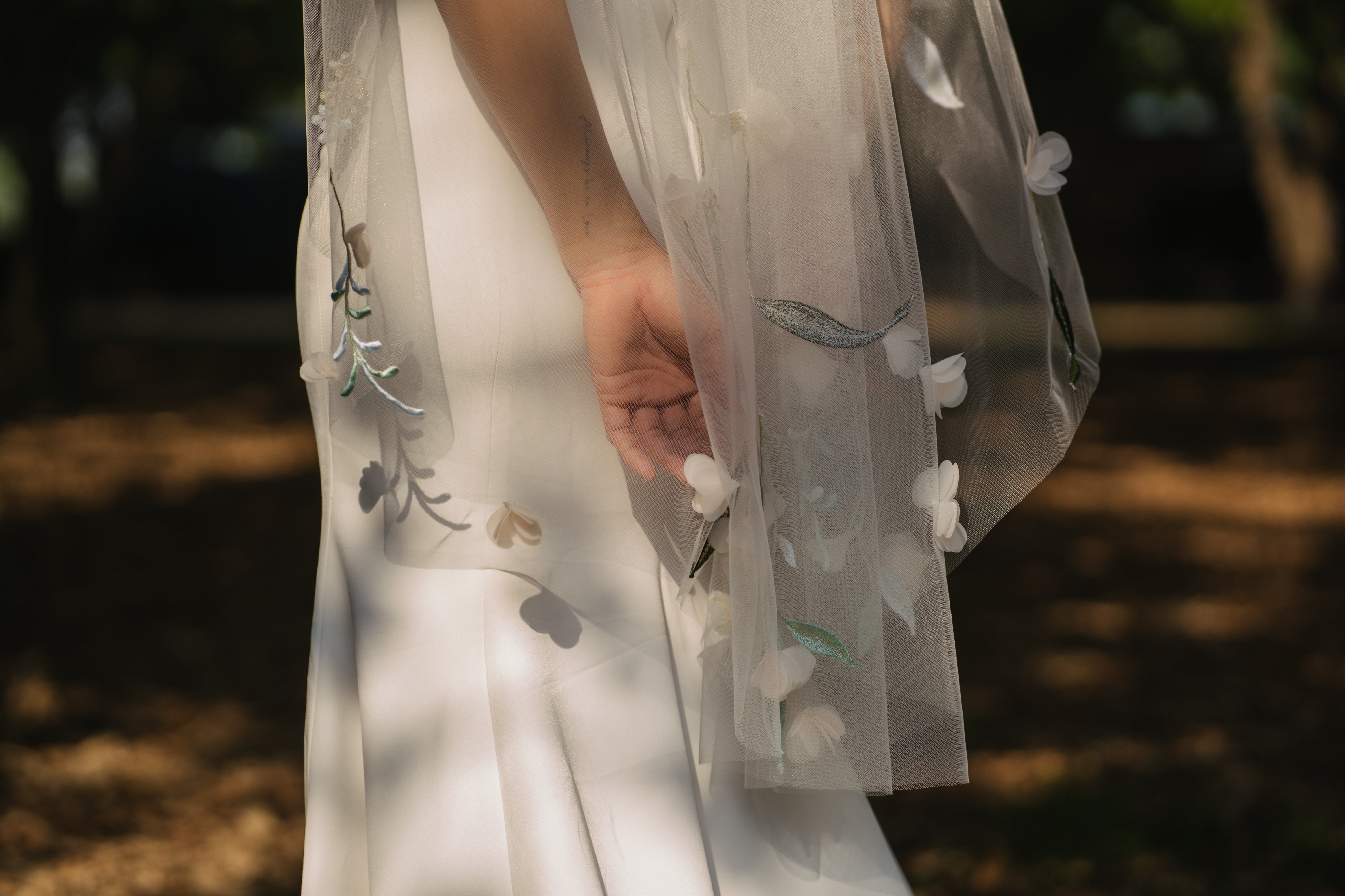 close up shot of SERA |  3D Colorful Fingertips Wedding Veil