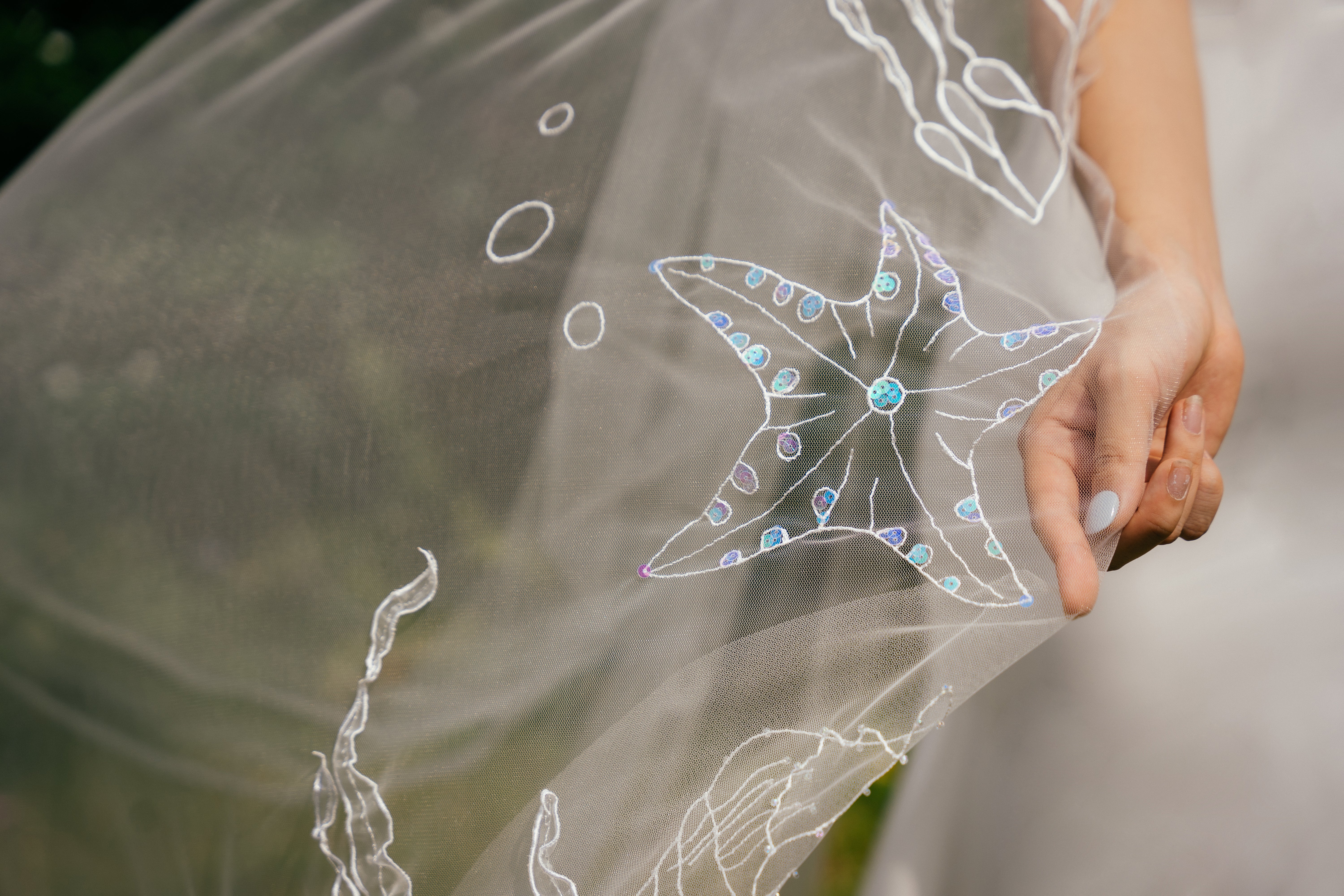 OCEAN Veil | 3D embroidered wedding veil