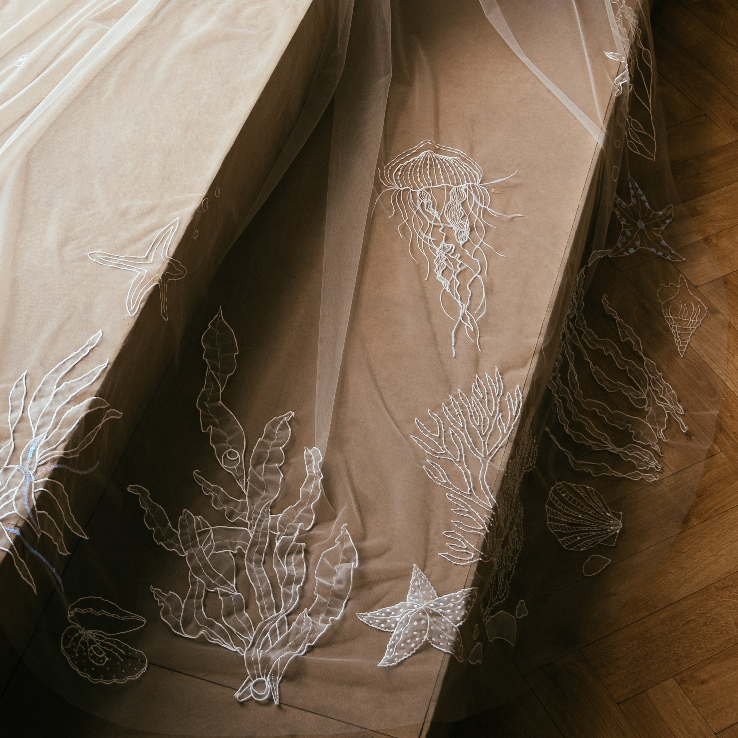 3D embroidered wedding veil design