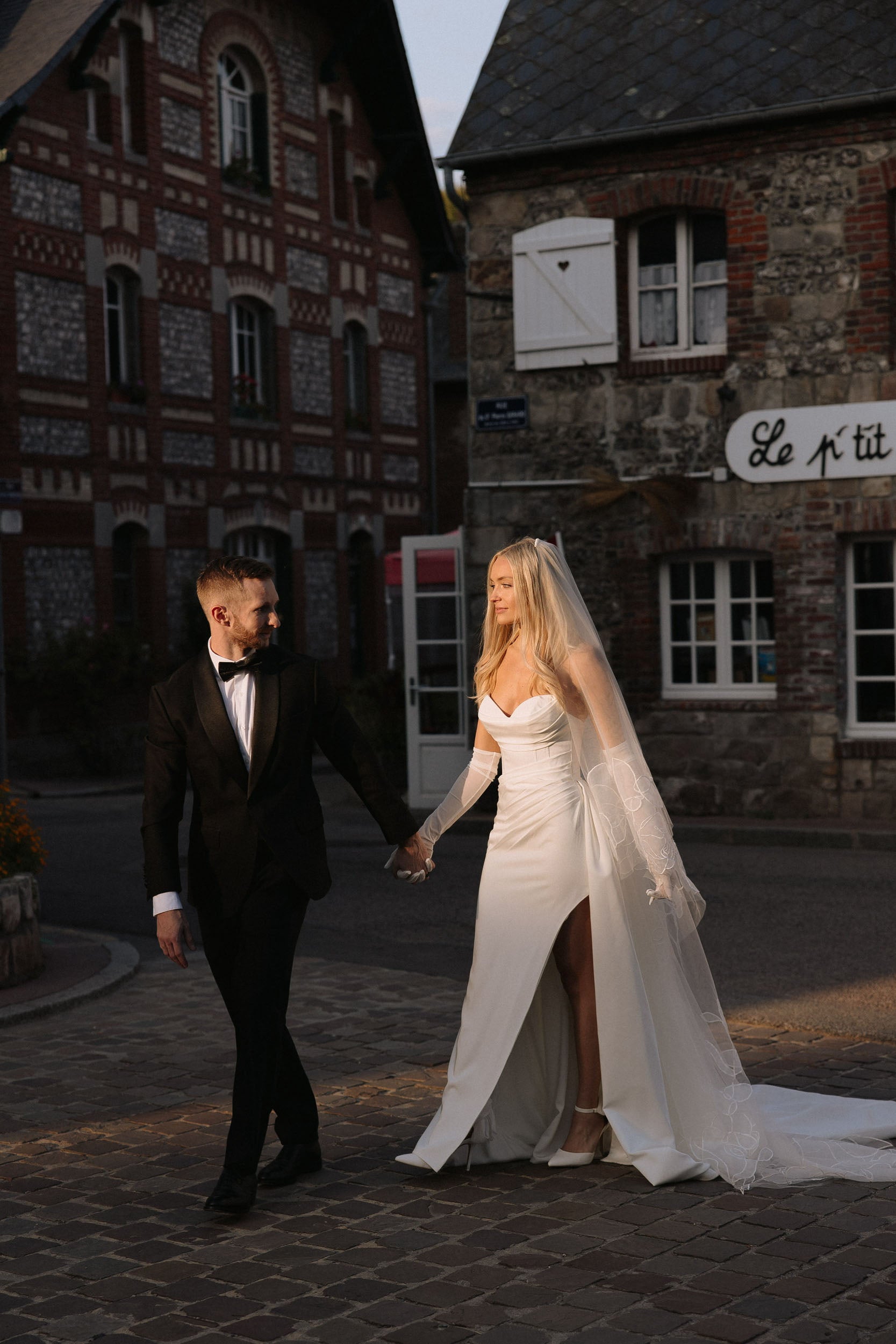 bride wearing ROSIE chapel organza floral veil