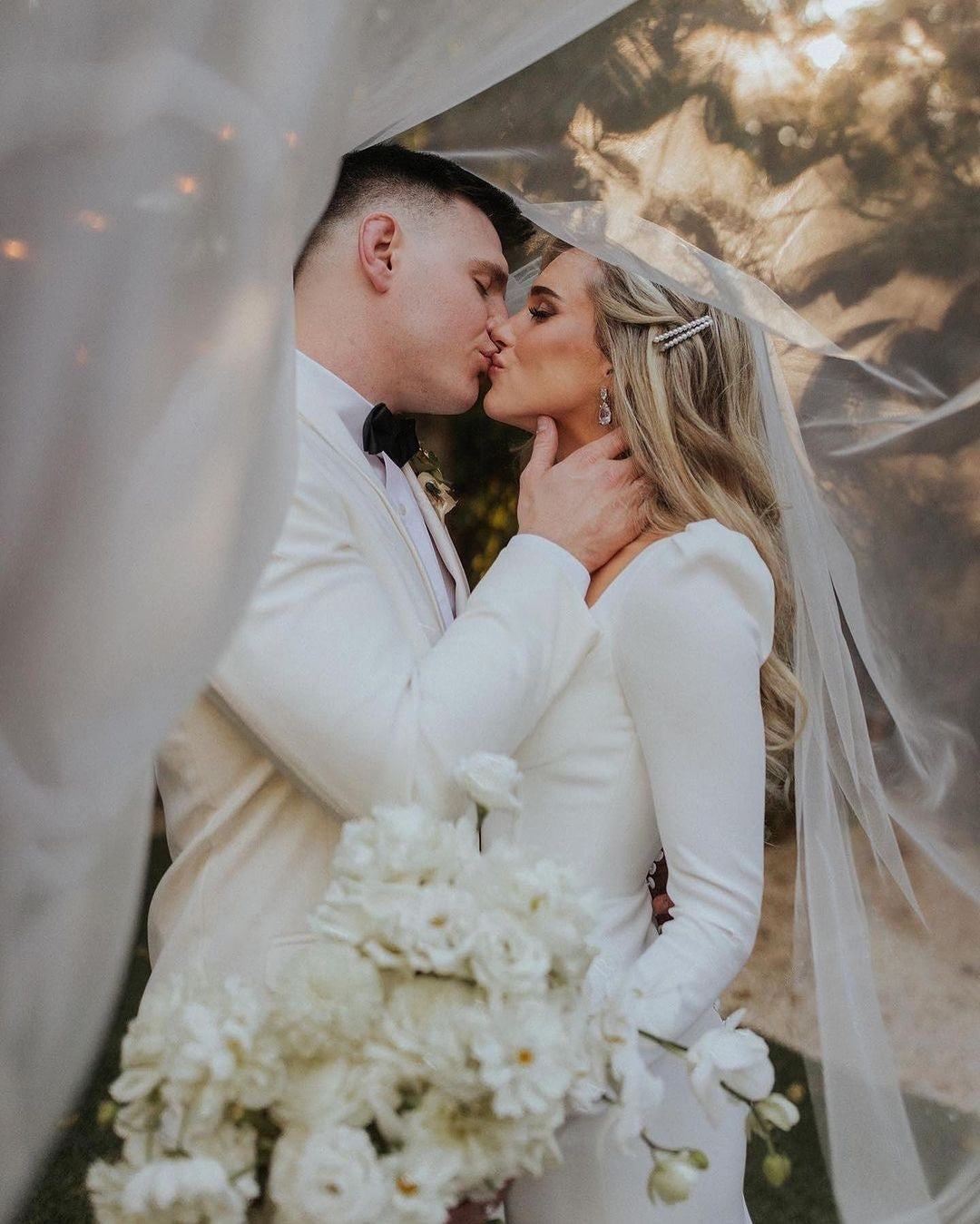 KAITIE with blusher | Drop cathedral organza embroidery floral veil/ Cathedral wedding veil/ Floral veil embroidered/ floral veil