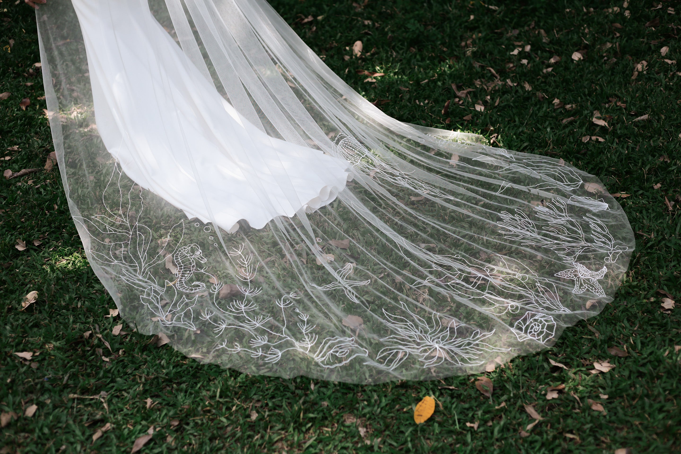 NESSA | Cathedral embroidery sea veil