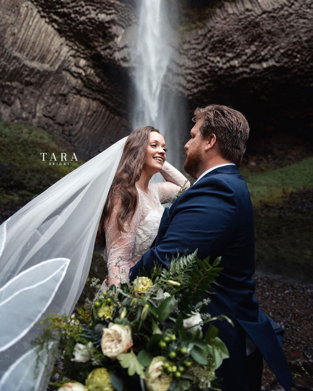 KAITIE | Chapel organza embroidery floral veil