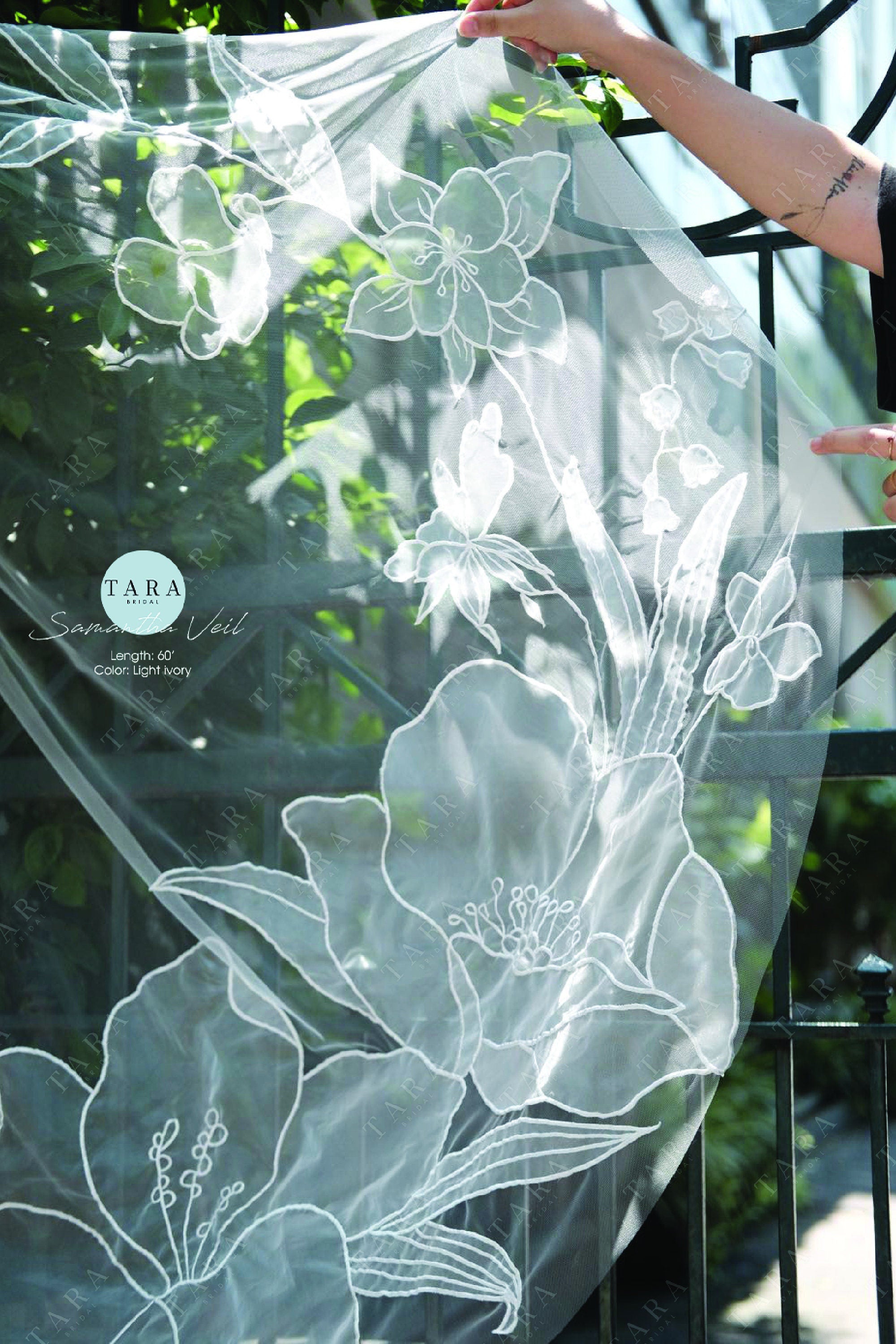 SAMANTHA | Waltz organza floral veil designed for Samantha bride