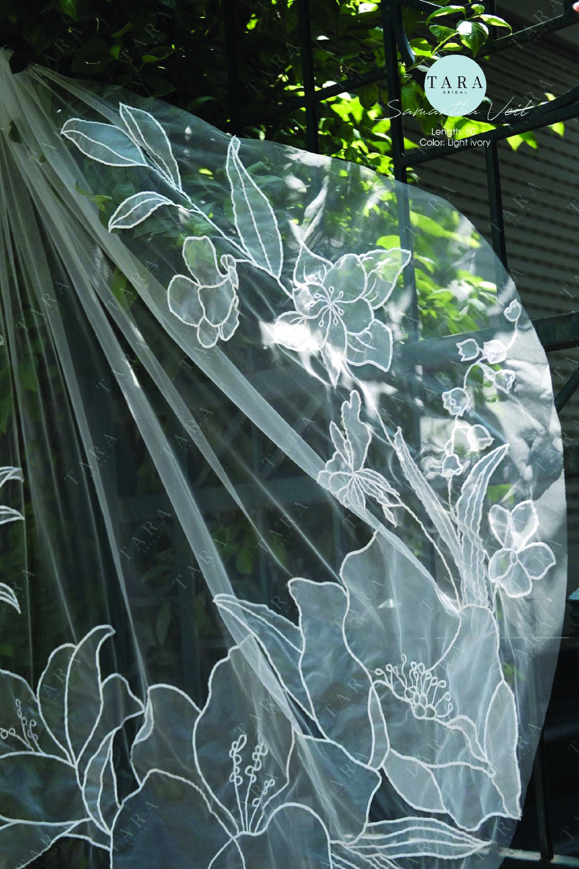 SAMANTHA | Waltz organza floral veil designed for Samantha bride