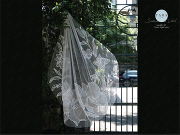 SAMANTHA | Waltz organza floral veil designed for Samantha bride